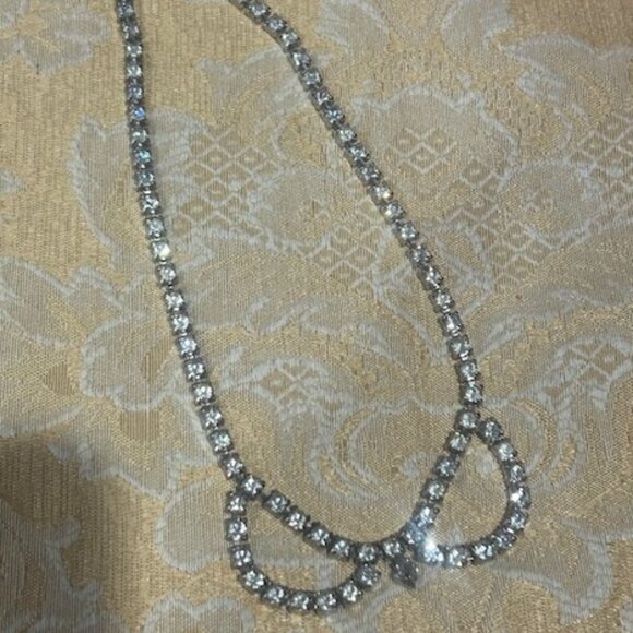 KRAMER Clear Rhinestone Black Tie Choker NECKLACE - Picture 5 of 10